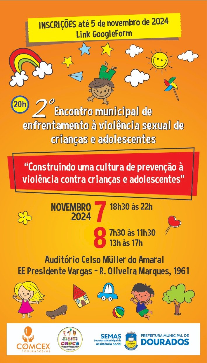 Abertas inscrições para o 2º Encontro Municipal de Enfrentamento a Violência Sexual de Crianças e Adolescentes