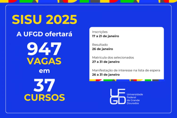 UFGD ofertará 947 vagas em 37 cursos pelo SiSU 2025
