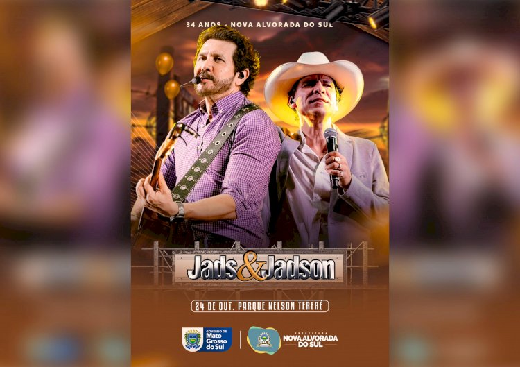 Nova Alvorada do Sul comemora 34 anos com show nacional de Jads & Jadson, nesta sexta-feira